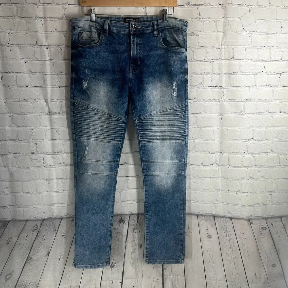 South Pole  Men's‎ Stretch Biker Denim Skinny Jeans 36 X 30